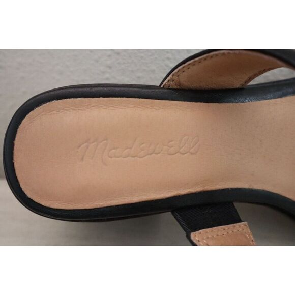Madewell Women's Sz 8M Black Leather The Saige Double Strap Heeled Sandals - Picture 8 of 11